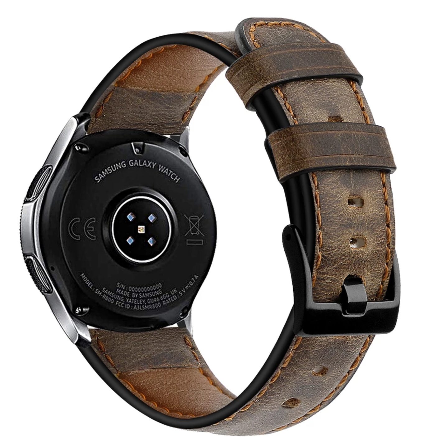 Retro braon kozna narukvica Samsung Watch, Huawei Watch, Amazfit 22 mm - Слика 2