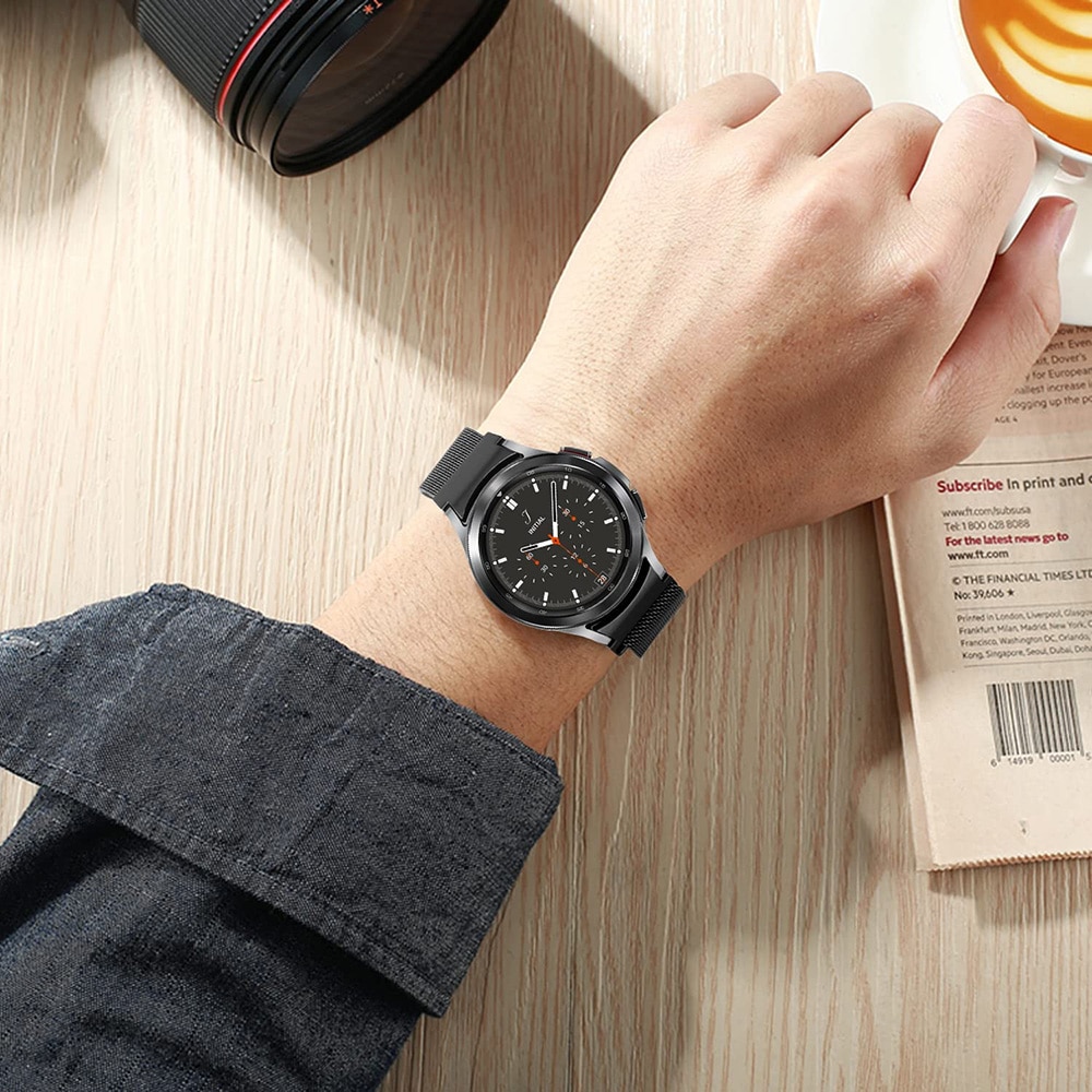 Metalna crna pancirna narukvica 20 mm za Samsung Galaxy Watch 4/5/6 40mm, 42mm, 43mm, 44mm, 46mm, 47mm - Слика 2