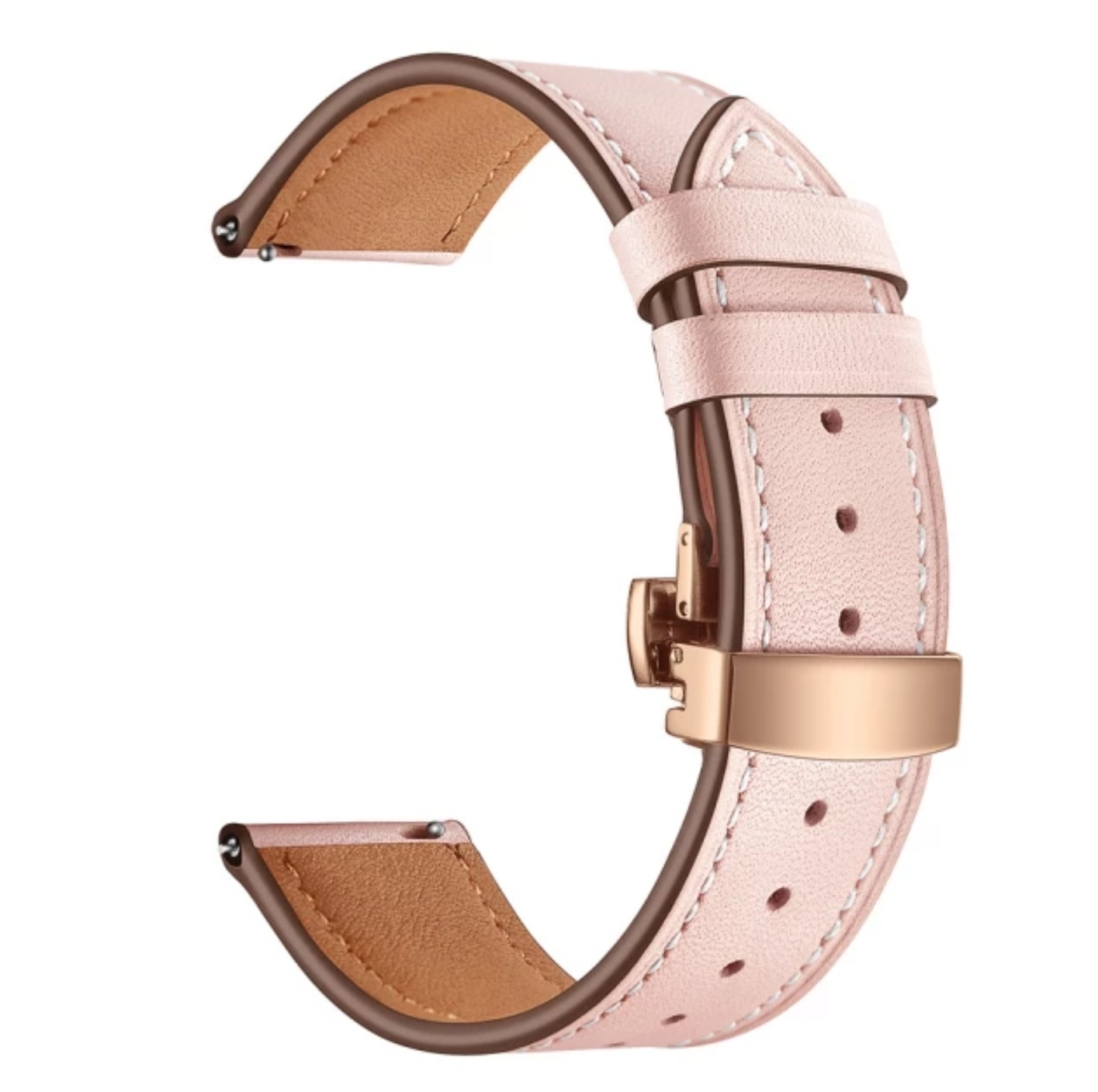 Pink kozna narukvica 20 mm sa rose gold kopcom Samsung Watch 4/5/6 40mm, 42mm, 43mm, 44mm, 46mm, 47mm - Слика 2