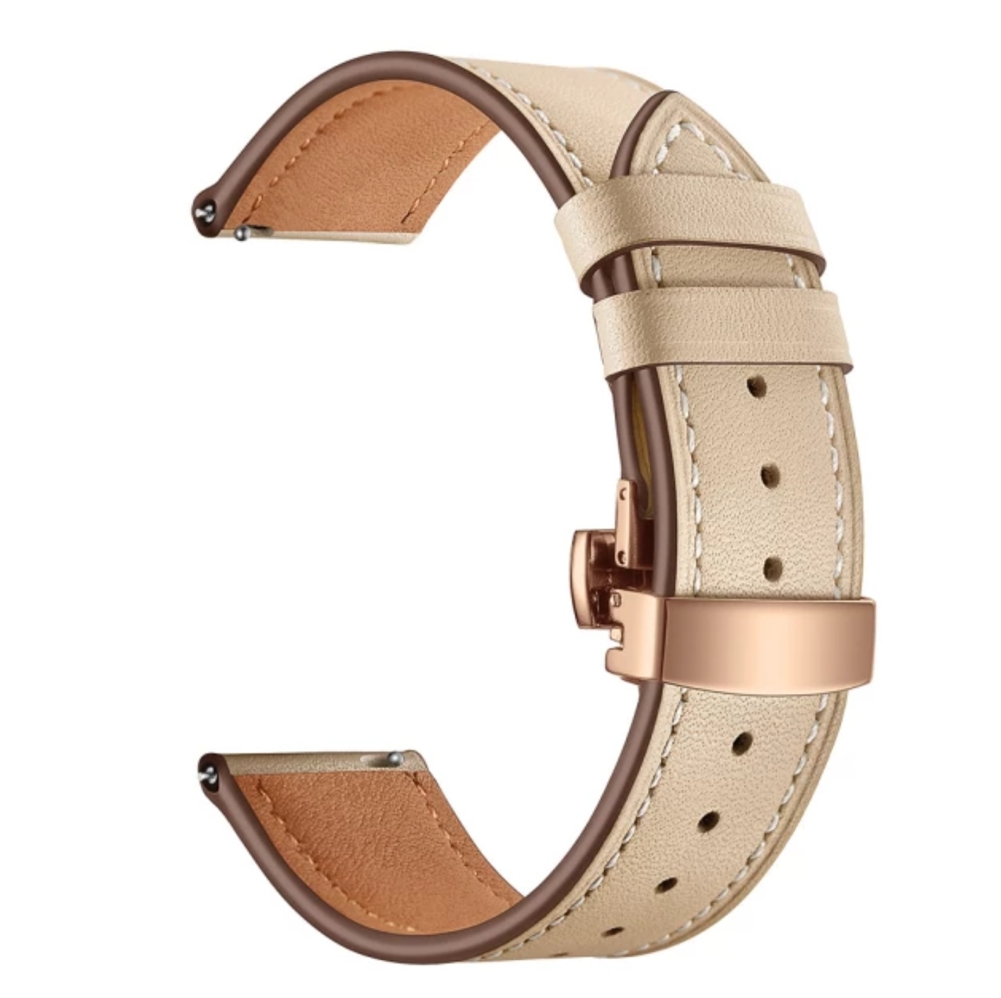 Apricot kozna narukvica 20 mm sa rose gold kopcom Samsung Galaxy Watch 4/5/6 40mm, 42mm, 43mm, 44mm, 46mm, 47mm - Слика 2