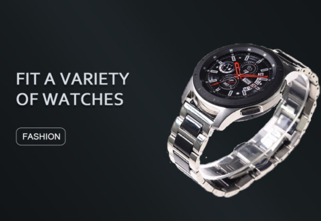 Sivo crna keramicka narukvica 22mm Samsung Watch, Huawei Watch, Amazfit Watch - Слика 4