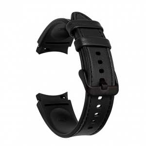 Crna kozna narukvica za Samsung Watch 4/5/6 40mm, 42mm, 43mm, 44mm, 46mm, 47mm