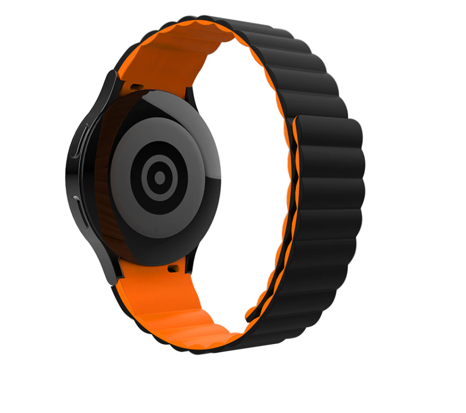 Samsung Watch magnetna crno naranzdasta narukvica 4/5/6 40mm, 42mm, 43mm, 44mm, 46mm, 47mm