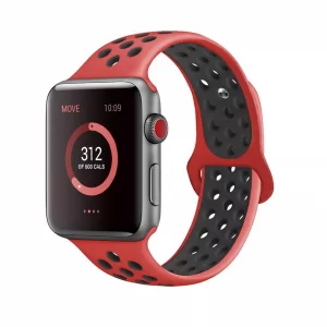 Apple watch silikonska crno crvena narukvica 42 mm, 44 mm, 45 mm