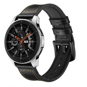 Crna kozna narukvica 22 mm Samsung Watch, Huawei Watch