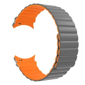 Samsung Watch 4/5/5pro magnetna siva narukvica sa narandzastim detaljima 40mm, 42mm, 43mm, 44mm, 46mm, 47mm