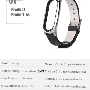 Xiaomi mi band 5/6 kozna crna narukvica