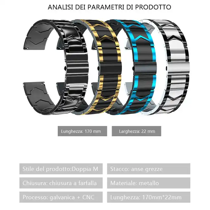 Univerzalna narukvica za Huawei GT2 GT3 Pro 46mm Luxury Business Metalna narukvica black gold za Samsung Watch3 45mm S3 22mm - Слика 3