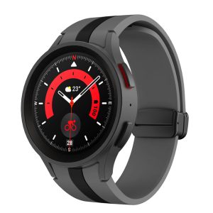 Sivo crna silikonska narukvica za Samsung Galaxy Watch 4/5/6 40mm, 42mm, 43mm, 44mm, 46mm, 47mm