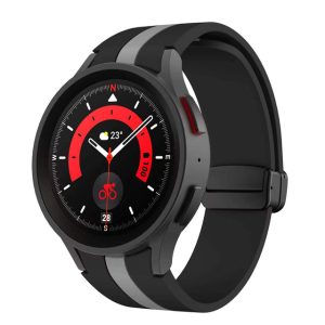 Crno siva silikonska narukvica za Samsung Galaxy Watch 4/5/6 40mm, 42mm, 43mm, 44mm, 46mm, 47mm