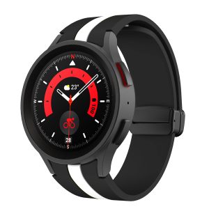 Crno bela silikonska narukvica za Samsung Galaxy Watch 4/5/6 40mm, 42mm, 43mm, 44mm, 46mm, 47mm