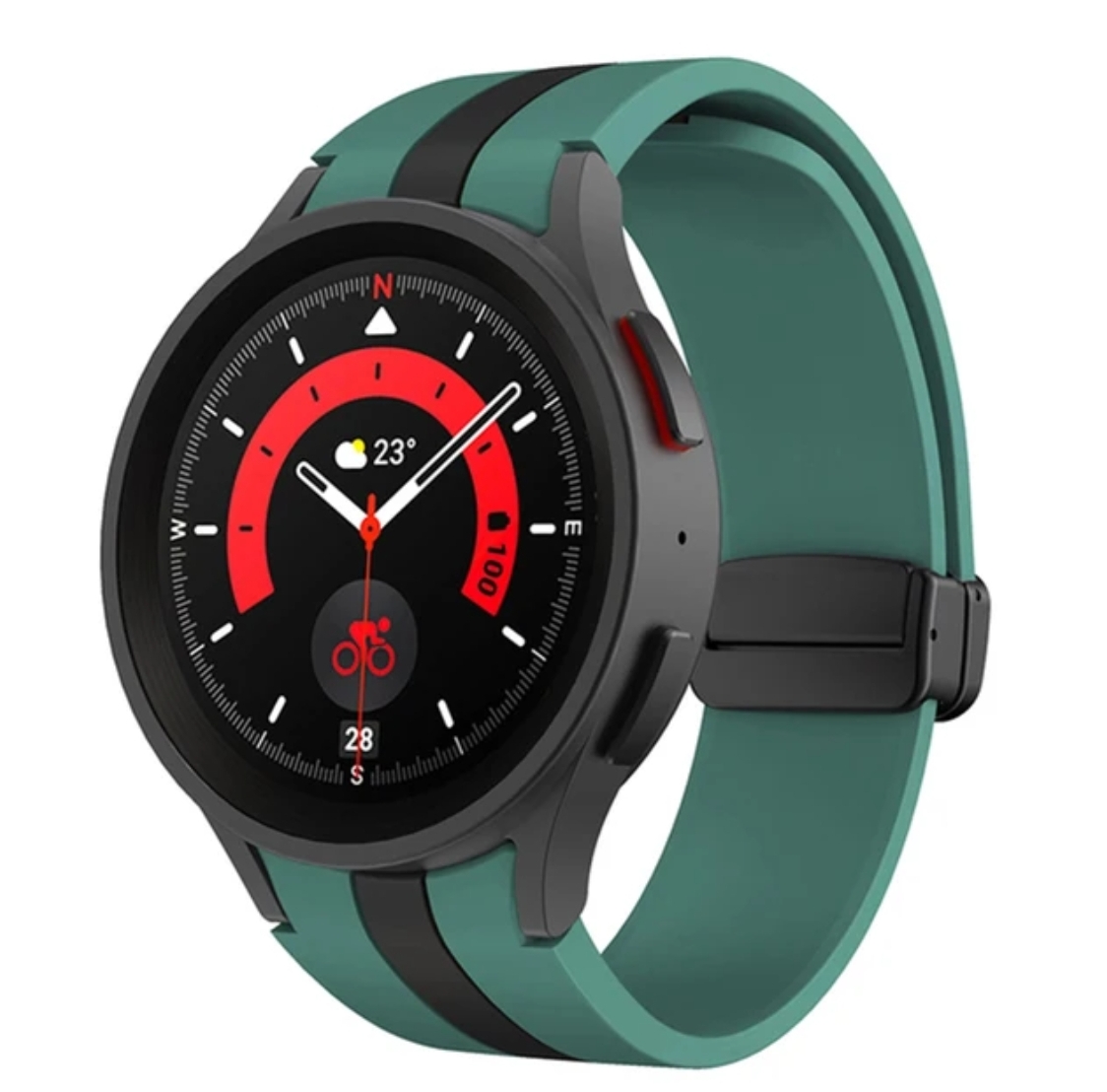 Zeleno crna silikonska narukvica za Samsung Galaxy Watch 4/5/6 40mm, 42mm, 43mm, 44mm, 46mm, 47mm