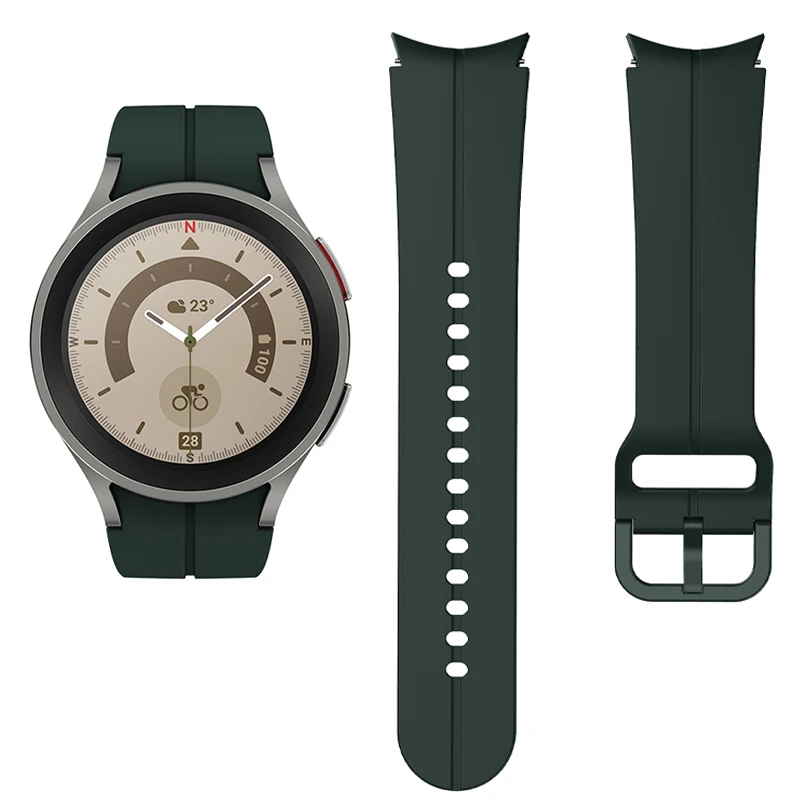 Tamno zelena silikonska narukvica za Samsung Galaxy Watch 4/5/6 40mm, 42mm, 43mm, 44mm, 46mm, 47mm